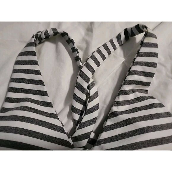 Splendid Sports Bra Small Gray & White Stripes Cross Back - Picture 5 of 8